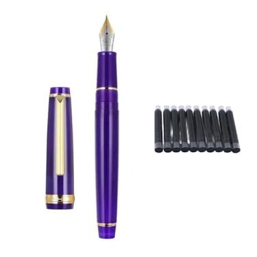 Imagem de DFAMIN Caneta-tinteiro caneta de tinta transparente, enchimento giratório, ponta EF F M, papelaria, escritório, material escolar (azul, EF)