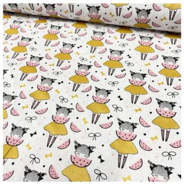 Imagem de Tecido tricoline menina com melancia 1.50mts/larg cor off-white metro 