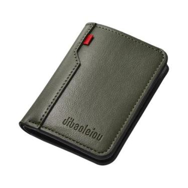 Imagem de Carteira Vertical Ultra-Fina Masculina Em Couro PU Macio Para Cartões 