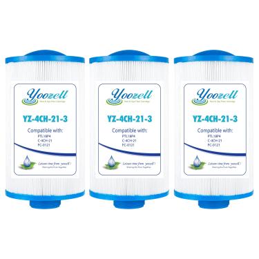 Imagem de Yoozell Cartucho de filtro de spa 4CH-21 substitui PDM25P4, PTL18, FC-0121, PTL18P4, 20245-238, PVT-25N, 20245-238, SD-00845, 19 m² Parafuso macho fino (1 1/5.1 cm MPT) Filtro de rosca, 3 Embalagem