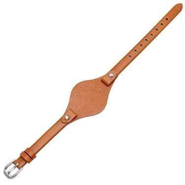 Imagem de IENYU Pulseiras de relógio de couro genuíno para Fossil ES3077 ES2830 ES3262 ES3060 Pulseira pequena feminina elegante (marrom claro, fecho ouro rosa de 8 mm)