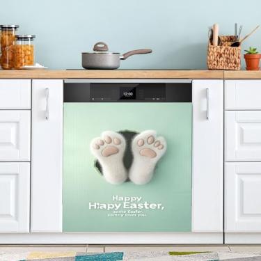 Imagem de SEHANY Capa magnética de conto de fadas fofo coelhinho da Páscoa, adesivos magnéticos decorativos antiarranhões para painel de geladeira e lava-louças, decoração de flores de fazenda de cozinha