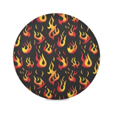 Imagem de Wassud Jogo americano de mesa redondo com chamas dançantes para cozinha e jantar tapetes laváveis resistentes ao calor decoração de mesa 39 cm