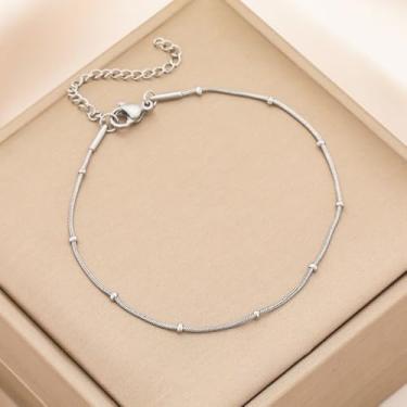 Imagem de Colar feminino banhado a prata com contas de satélite de 1,5 mm, colares de corrente resistente para mulheres, 45,7 cm, joias de prata presentes para mulheres