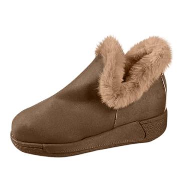 Imagem de Botas femininas com forro de lã e sola grossa plus size outono inverno moderno botas de neve grossas, Caqui, 36
