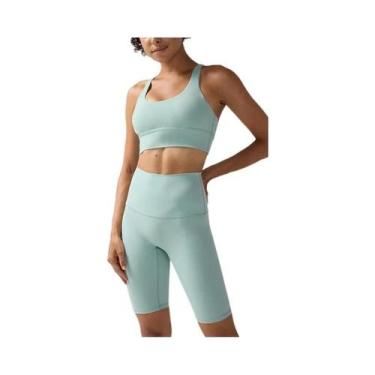 Imagem de Conjunto De Shorts De Yoga De Cintura Alta Para Mulheres Com Top De Su