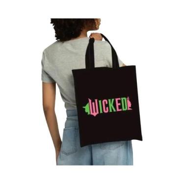 Imagem de Bolsa Tote Preta Wicked the Musical, Bolsa De Ombro Aberta Para Escola