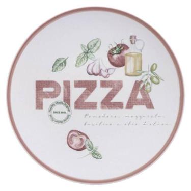 Imagem de Jogo 12 Pratos Rasos Pizza Porcelana Decorada 25cm Mesa Posta Pizzaria
