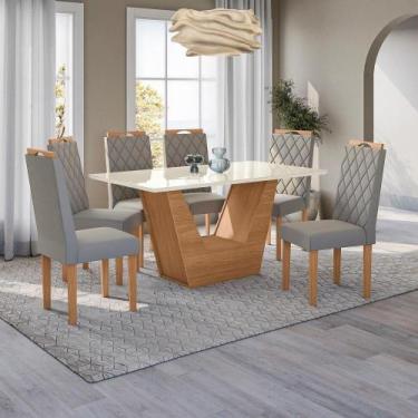 Imagem de Conjunto Sala De Jantar Verbana Kappesberg 6 Cadeiras Veludo Titanio