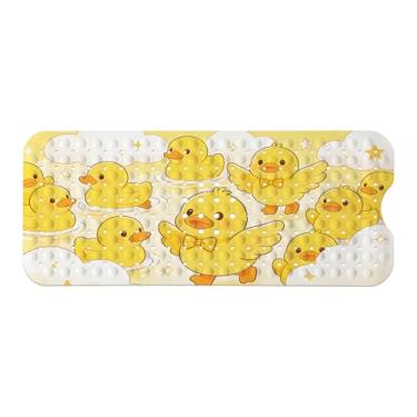 Imagem de Tapete de banheira infantil, tapete de banho antiderrapante com desenho animado para crianças e crianças, tapete de segurança antiderrapante fofo de pato amarelo com ventosas fortes, tapete de banho