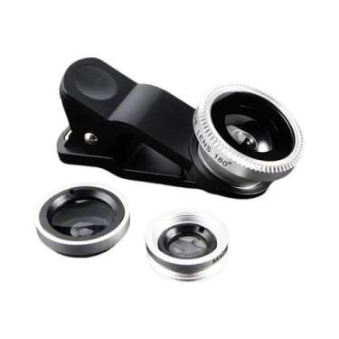 Imagem de Lente Micro Grande Angular Fisheye 3 Em 1 Com Zoom Para iPhone Xiaomi 