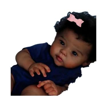 Imagem de Boneca Reborn Afro-Americana De 20 Polegadas Raven Com Pele Escura E C