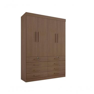 Imagem de Guarda Roupa Solteiro Mônaco 4 Portas 8 Gavetas Sem Pés - D' Doro Castanho