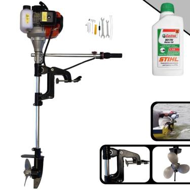 Imagem de Motor De Popa Completo à Gasolina 52cc 7.500rpm + Óleo Stihl