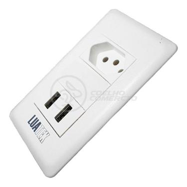 Imagem de Tomada De Parede 1 Entrada Fonte 2 Usb 5v 10a Bivolt