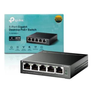 Imagem de Switch Gigabit, Profissional 10/100/1000 C/ 5 Portas (sendo 4 Poe) - Tl-sg1005lp SMB