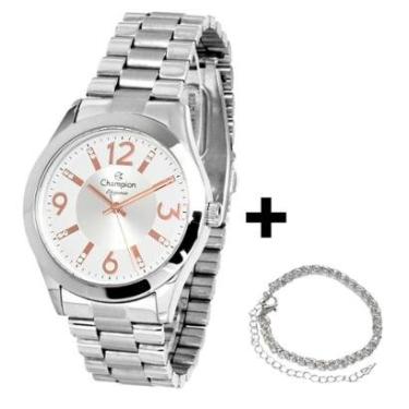 Imagem de Relogio Champion Prateado Original Prova D'agua + Pulseira-Feminino