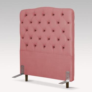 Imagem de Cabeceira de Cama Box Solteiro 110 cm Dunas Larhome Suede Veludo Goiab