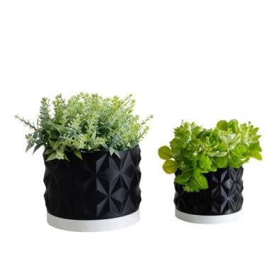 Imagem de Dupla Cachepot Rochedo - Realce, Preto, Branco