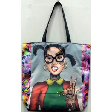 Imagem de Bolsa Chiquinha Tatuada Sacola Ecobag Lateral Floral - DB