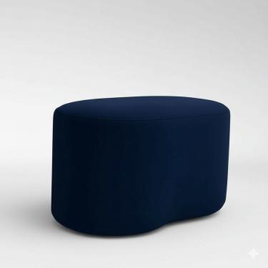 Imagem de Puff Feijão Curvo Orgânico Redondo Sala Confortável Moderno Suede Azul