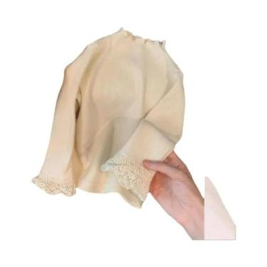 Imagem de Moda meninas camisa 2025 primavera e outono novo bebê rendas camiseta 