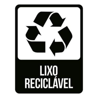 Imagem de Kit 10 Placas Sinalização - Lixo Reciclável Preta - Sinalizo