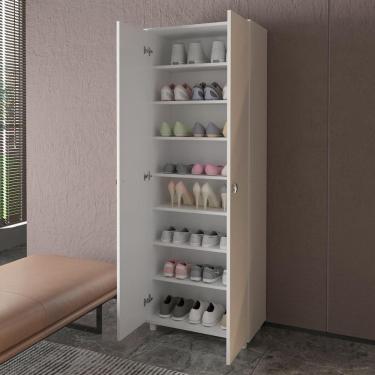 Imagem de Sapateira Vertical 57cm Com 2 Portas E 7 Prateleiras Multimóveis Cr35394 Branco