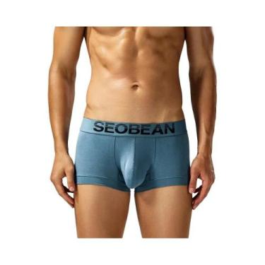 Imagem de Cueca boxer masculina de algodão absorvente de suor confortável e resp