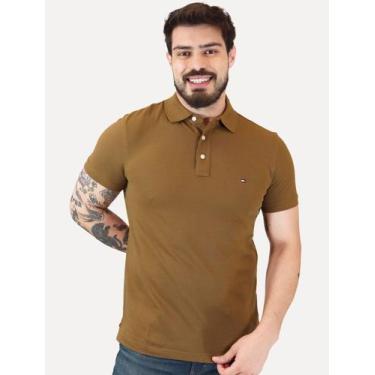Imagem de Polo Tommy Hilfiger Masculina Slim Piquet 1985 Marrom Tamanho:M/M, M/M