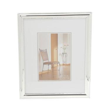 Imagem de Porta Retrato Decorativo de Aço Inox Friso Prata 10cm x 15cm Wolff