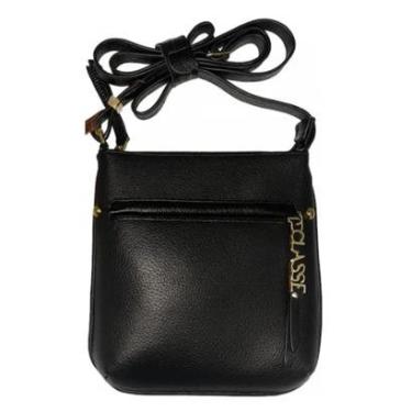Imagem de Bolsa Pequena Preta Classe Couro Legítimo Tiracolo Alça-Feminino
