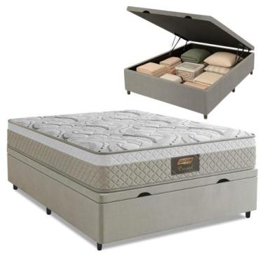 Imagem de Cama Box Baú Casal Cristal Molas Ensacadas 138x188x64cm - Gazin, Bege
