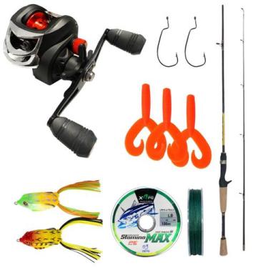 Imagem de Kit Pesca Carretilha 3Rolamentos + Vara Carbono 1,68m + Isca Artificia