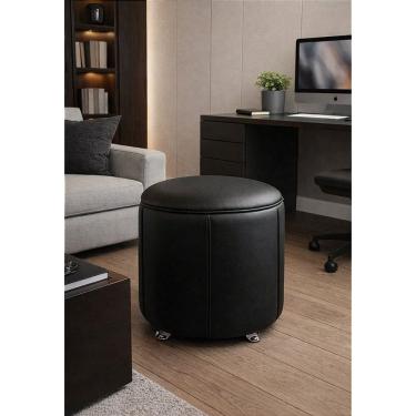 Imagem de Puff Redondo Baú Não é Segredo Debrum Courvin Preto 40x45 NS0614