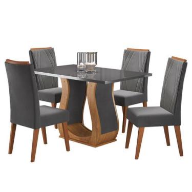 Imagem de Mesa de Jantar Retangular Salin com 4 Cadeiras Madeira Maciça Vegas - 