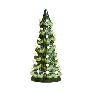 Imagem de Árvore De Natal De Resina Pintada À Mão Com Luzes Para Decoração De Ca