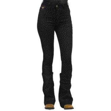 Imagem de Calça Jeans Feminina Preta Flare com Strass Texas Ranch 36219, 36, 36