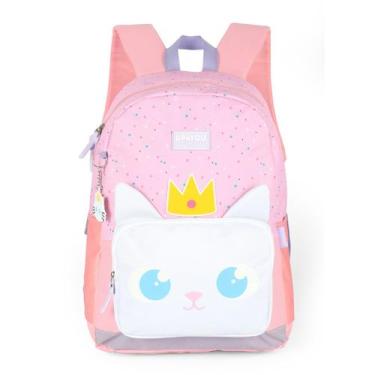 Imagem de Mochila Escolar Menina Bolsa Feminina Juvenil Gato Up4you, Rosa