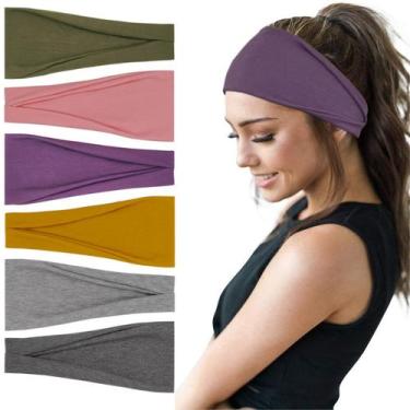 Imagem de Bandanas YONUF Fashion Wide Headband para mulheres, pacote com 6