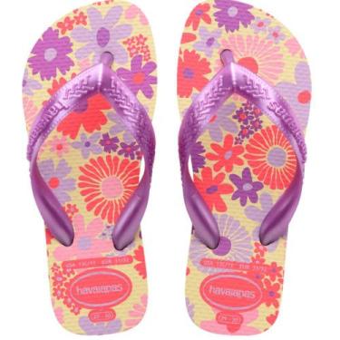 Imagem de Chinelo Havaianas Kids Flores Infantil Meninas, Roxo, 33/34