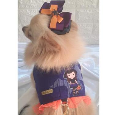 Imagem de coleira peitoral roupa pet cachorro com guia roupinha fantasia pet hal