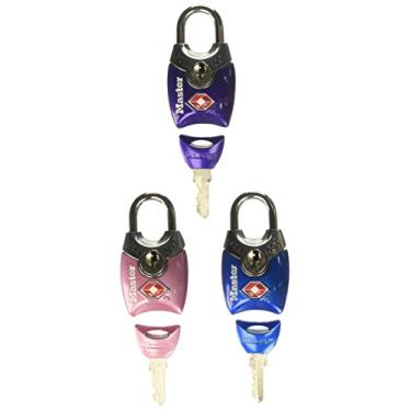 Imagem de Master Lock Cadeados aceitos pela TSA 4689Q, as cores podem variar, 4 cada pacote contém 4 fechaduras