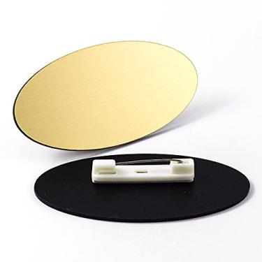 Imagem de Crachá oval com pino - Pacote com 10 - Ouro escovado