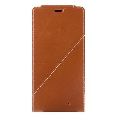 Imagem de DESHENG Capa de couro legítimo flip vertical de peças sobressalentes + capa traseira de carregamento padrão sem fio QI para Microsoft Lumia 950 XL (marrom) (cor: marrom)