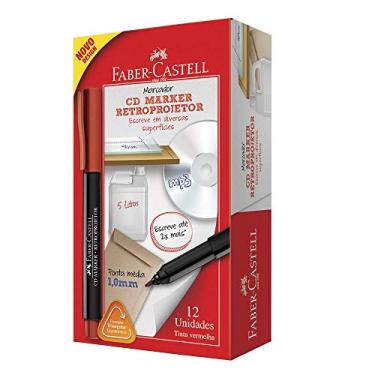 Imagem de Caneta Retroprojetor, Faber-Castell, CDRETRO/VMZF, Vermelho, pacote de 12