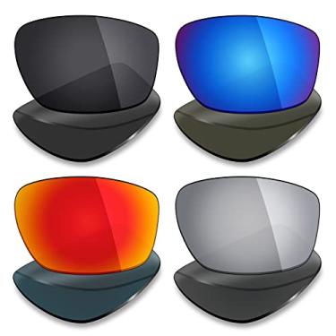 Imagem de Mryok 4 pares de lentes polarizadas de substituição para óculos de sol Revo Guide Small RE4070-63 mm - preto furtivo/vermelho fogo/azul gelo/titânio prateado