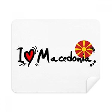 Imagem de I Love Macedônia Bandeira de Palavras Amor Ilustração Coração Pano de Limpeza Limpador de Tela 2 Peças Tecido de Camurça