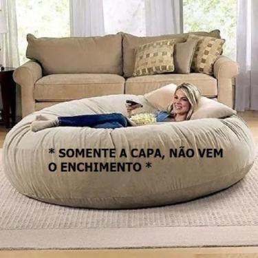 Promoção Capa de Puff Sala Decoração Redondo em Malha Premium