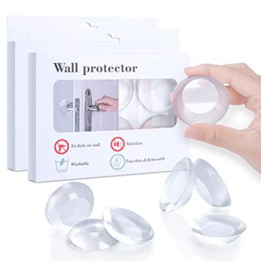 Imagem de Protetor de parede para maçaneta de porta Leammery, 12 peças autoadesivas, protetor de parede para maçaneta de porta de silicone transparente reutilizável, tampa de maçaneta redonda lavável para parede, canto da mesa